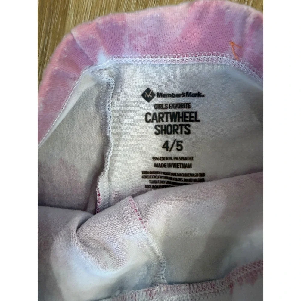 Member's Mark Minimalist Cartwheel Shorts Kids 4/5 Black Gray Tie-Dye 4-Pack